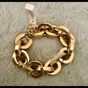 Coach Gold Tone Link Bracelet w/Bling
